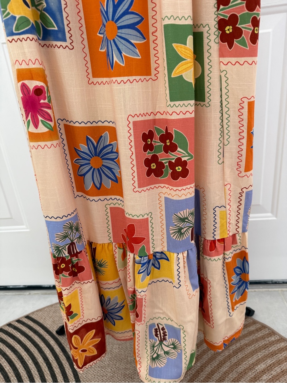 Peach Floral Patchwork Maxi Dress - Picture 6 of 9